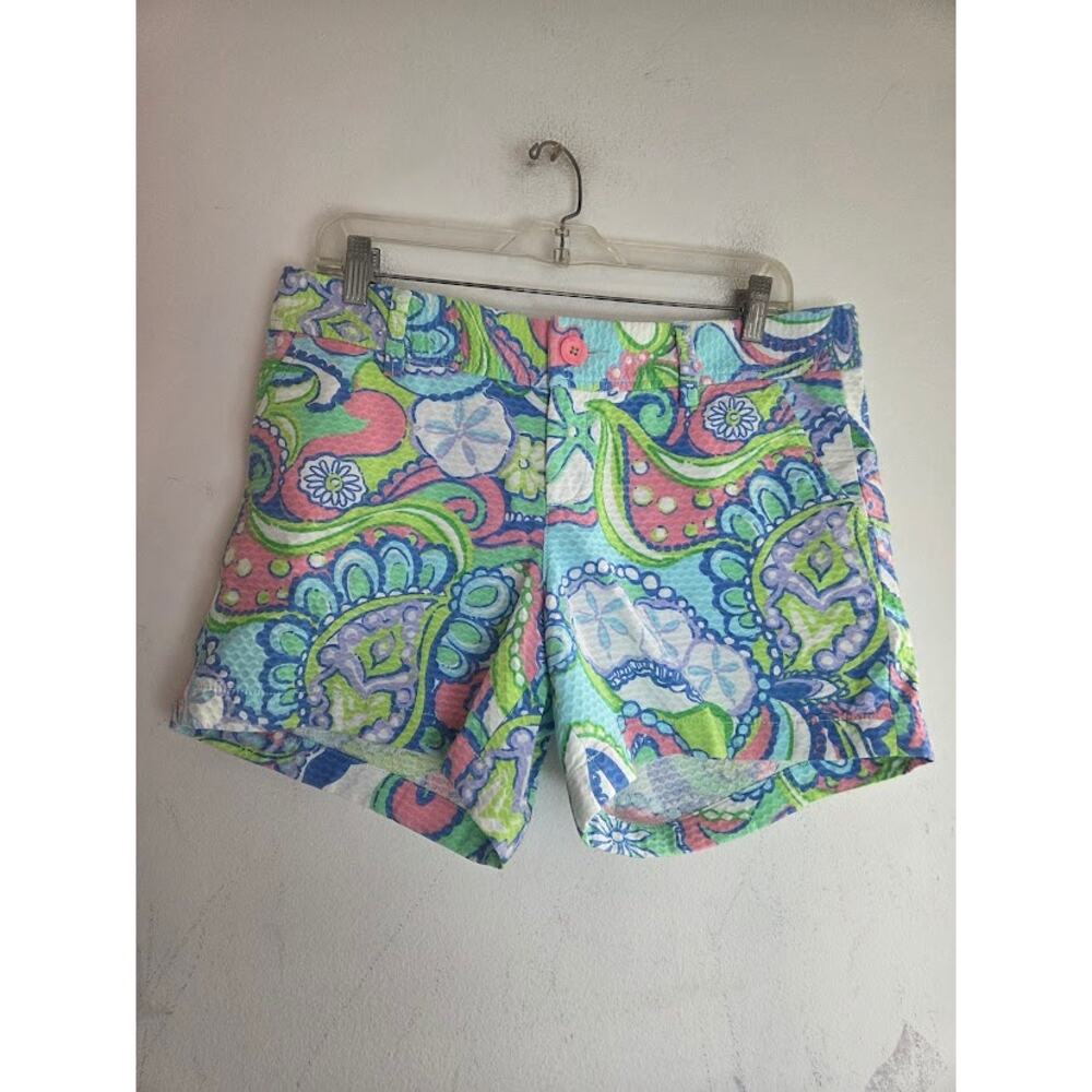 Lilly Pulitzer High-Waist Paisley Shorts in Blue, Pink, Green